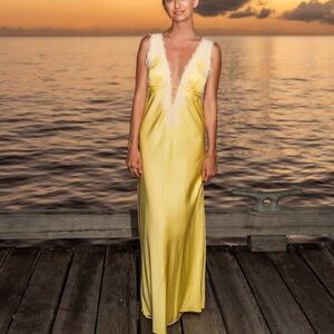 Rumored Yellow Lace Trim Dress